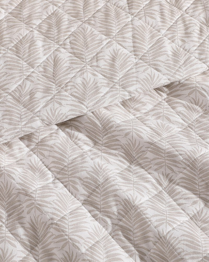 Bahama Fronds Reversible 3-Piece Full/Queen Quilt Set - Khaki