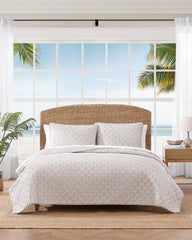 Bahama Fronds Reversible 3-Piece Full/Queen Quilt Set - Khaki