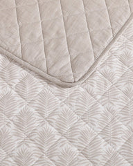Bahama Fronds Reversible 3-Piece King Quilt Set - Khaki
