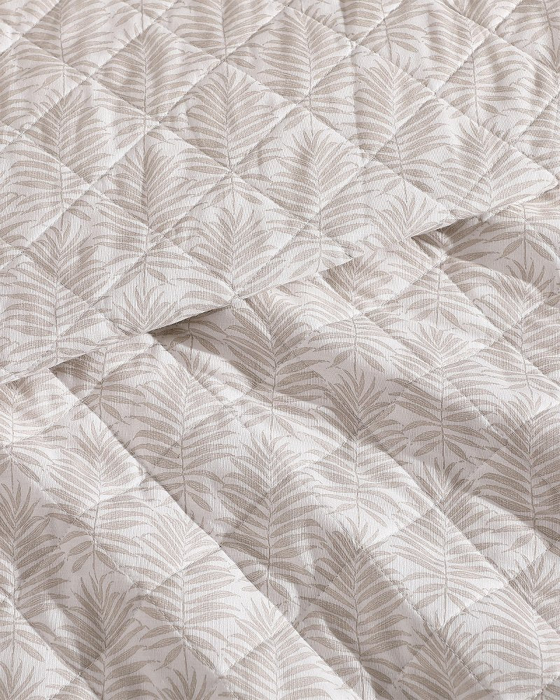 Bahama Fronds Reversible 3-Piece King Quilt Set - Khaki