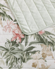 Island Orchid Reversible 3-Piece Full/Queen Quilt Set - Coral Pink/Cream