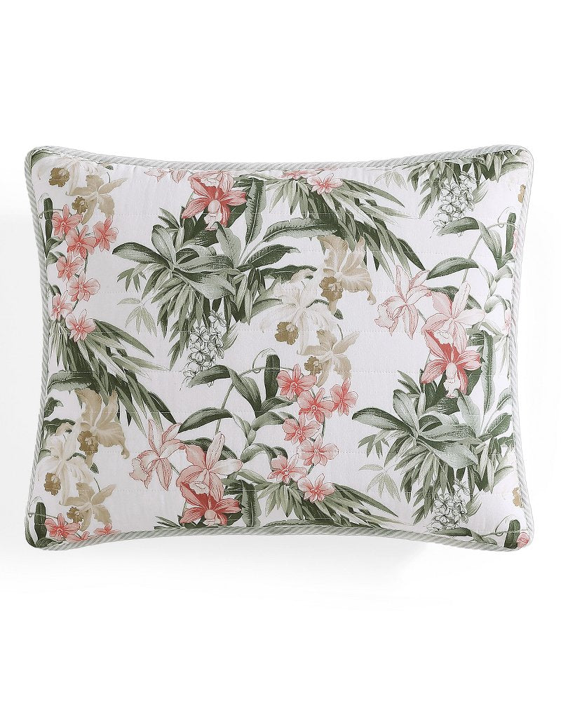 Island Orchid Reversible 3-Piece Full/Queen Quilt Set - Coral Pink/Cream