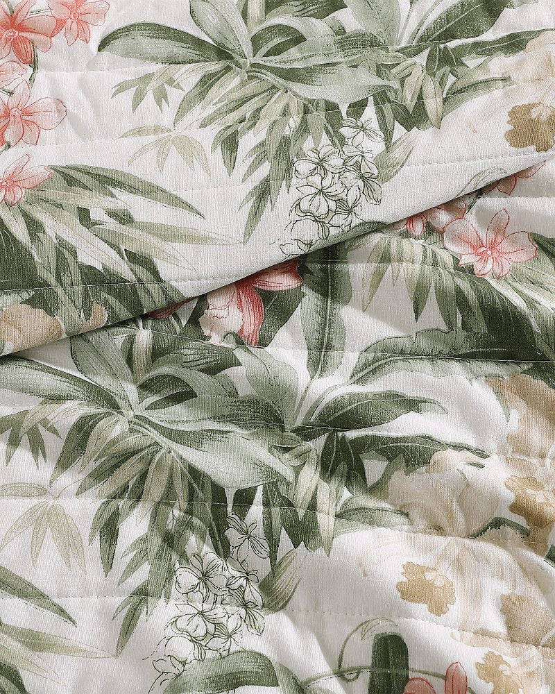Island Orchid Reversible 3-Piece King Quilt Set - Coral Pink/Cream