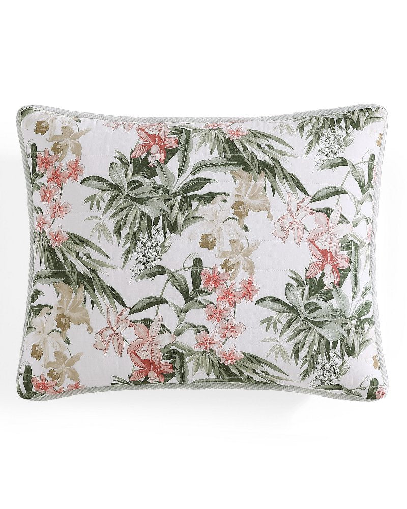 Island Orchid Reversible 3-Piece King Quilt Set - Coral Pink/Cream