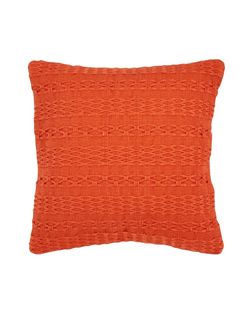 Cross Weave Orange Canvas Pillow - Orange