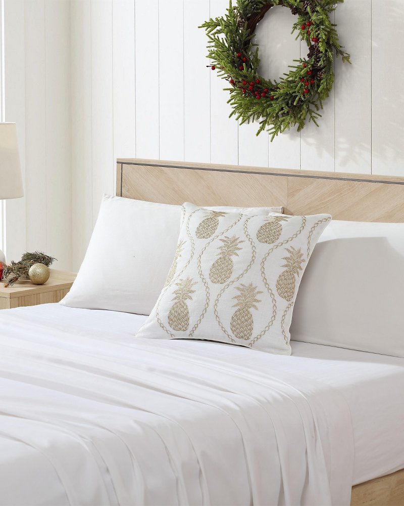 Golden Pineapples Embroidered Decorative Pillow - Gold