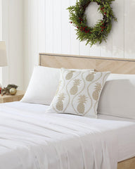 Golden Pineapples Embroidered Decorative Pillow - Gold