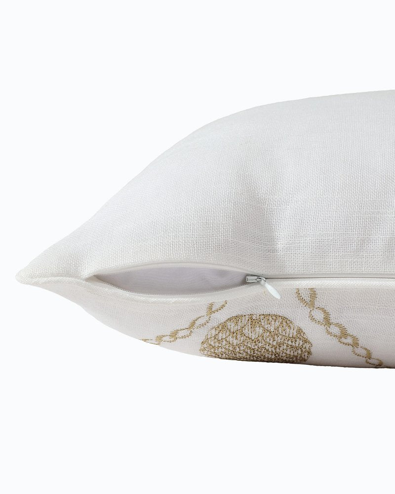 Golden Pineapples Embroidered Decorative Pillow - Gold