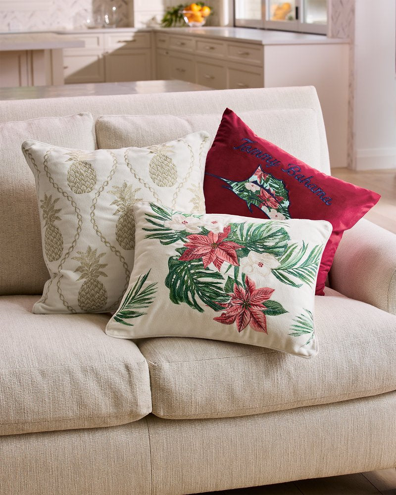 Golden Pineapples Embroidered Decorative Pillow - Gold