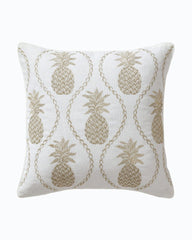 Golden Pineapples Embroidered Decorative Pillow - Gold