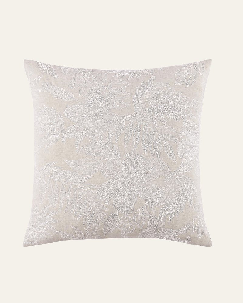 Island Estate Embroidered Floral Canvas Decorative Pillow - Natural/Beige