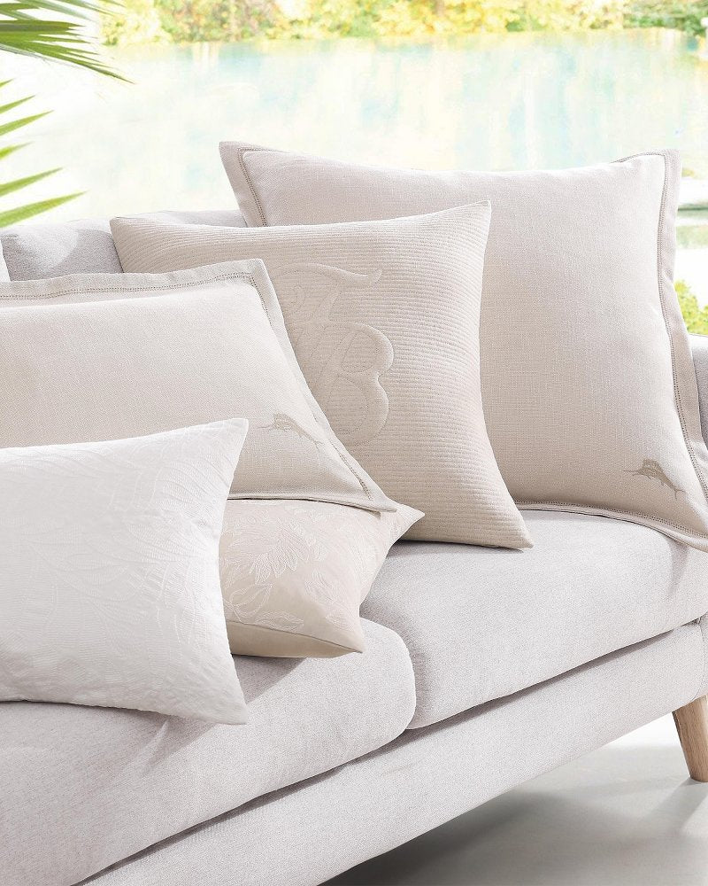 Island Estate Embroidered Floral Canvas Decorative Pillow - Natural/Beige