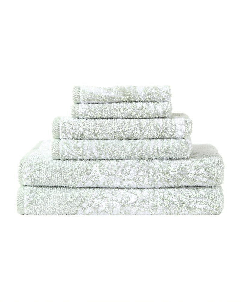 Pineapple Venture 6-Piece Bath Towel Set - Sage/White