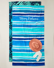Ombré Fronds &amp; Retro Stripe Beach Towels — Set of 2 - Multicolor