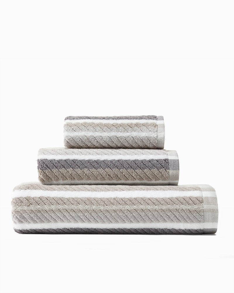 Ocean Bay 3-Piece Bath Towel Set - Grey