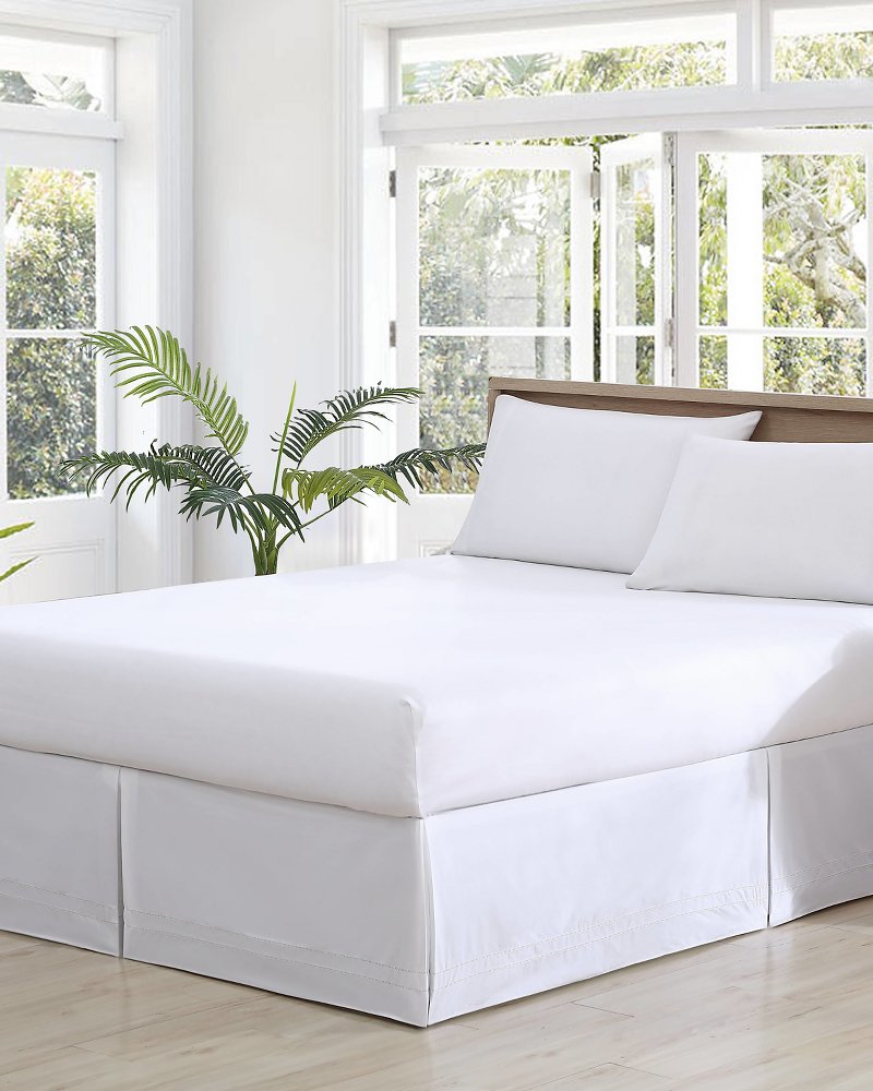 Solid Tailored King Bed Skirt - White