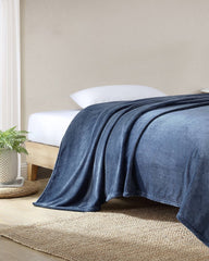 Plush Fleece Blue King Blanket - Blue