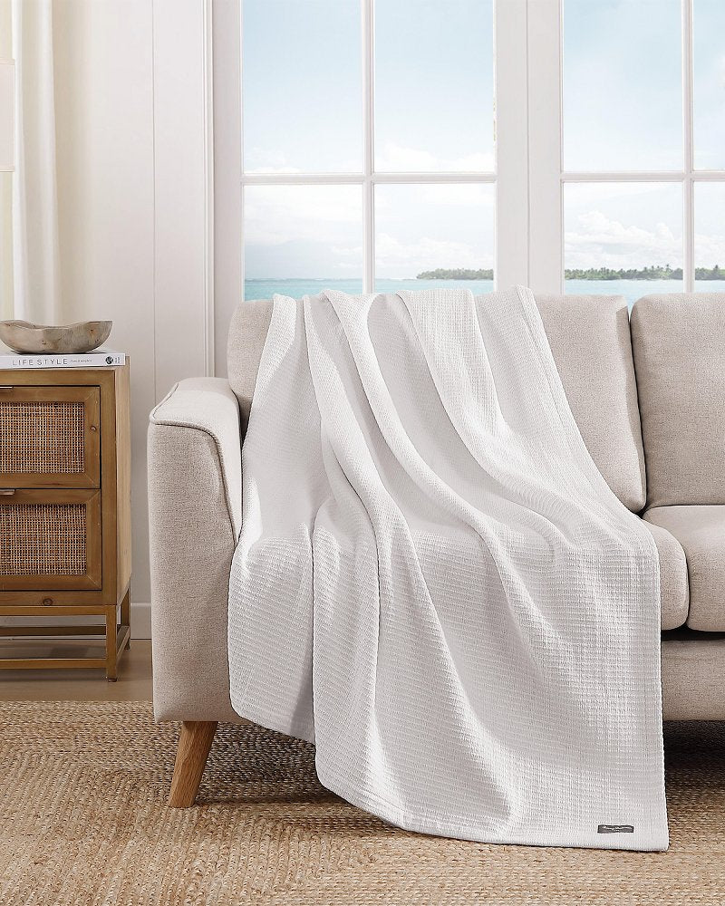 Island Estate Woven Bamboo Full/Queen Blanket - White