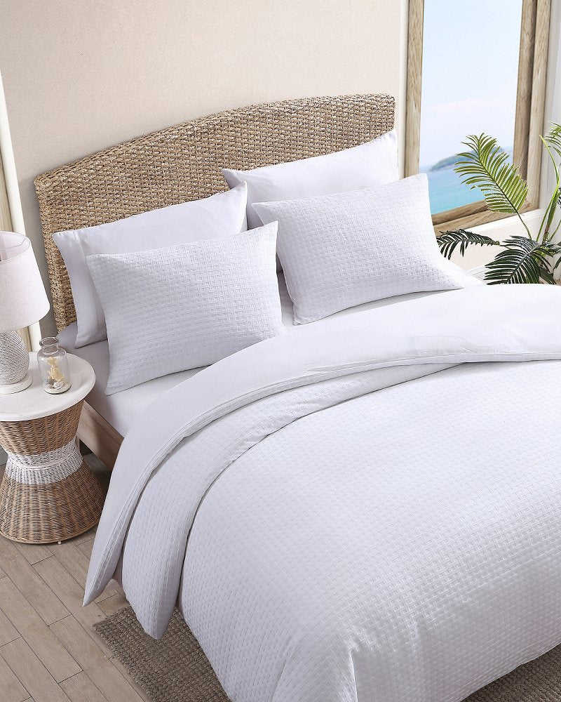 Basketweave 3-Piece Queen Duvet Cover Set - White