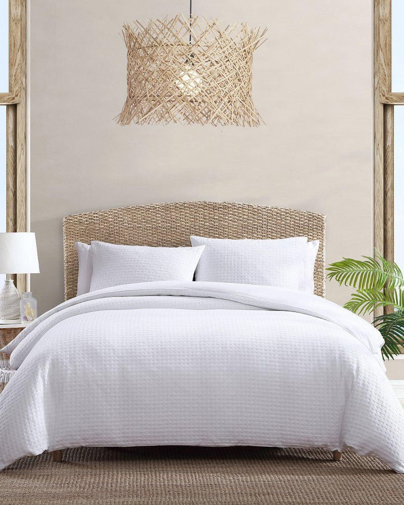 Basketweave 3-Piece Queen Duvet Cover Set - White