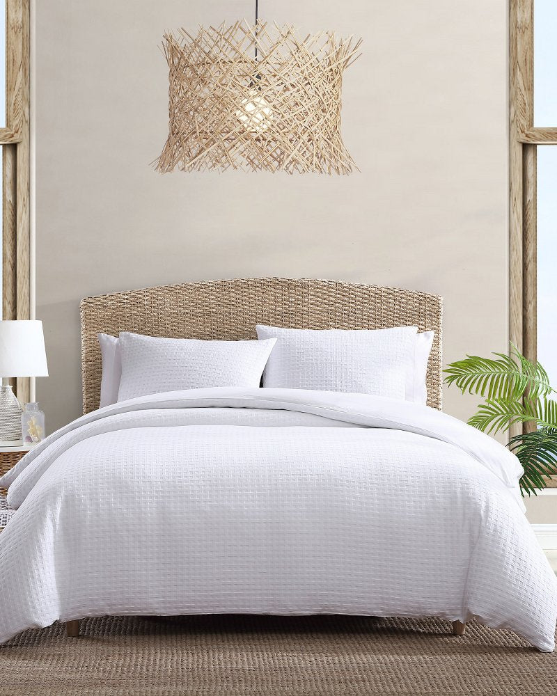 Basketweave 3-Piece King Duvet Cover Set - White