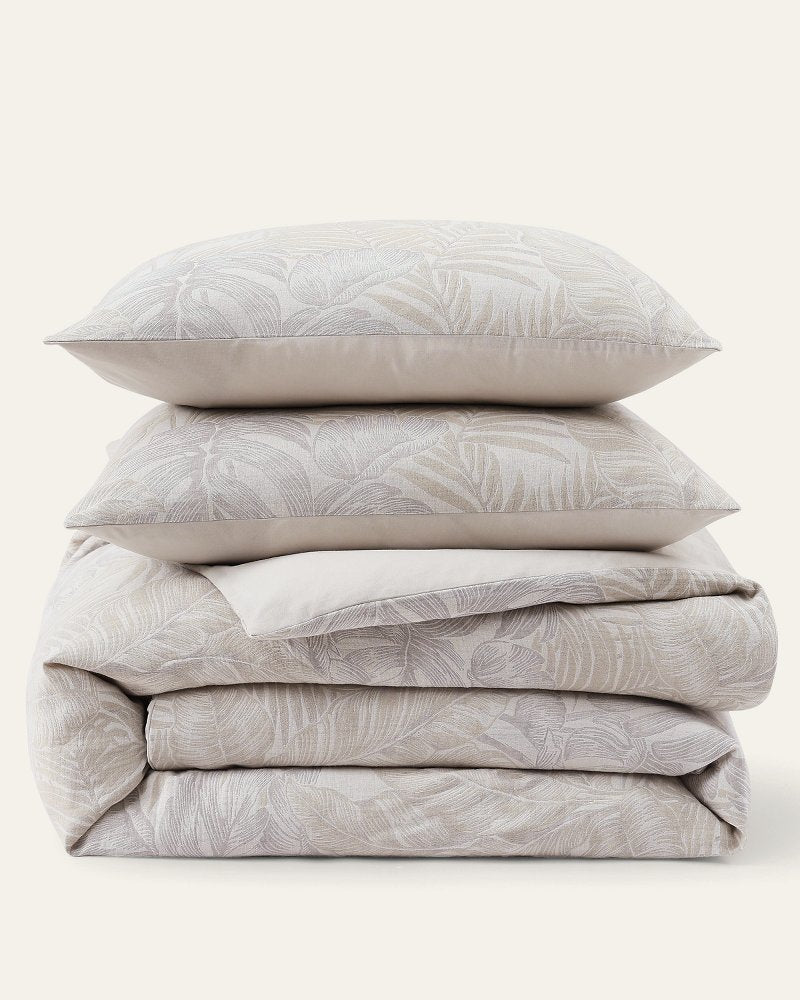 Island Estate Jungle Palms Reversible 3-Piece King Duvet Cover Set - Beige
