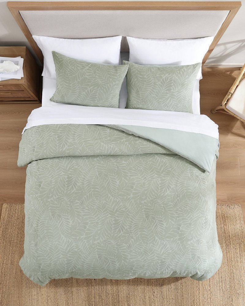 Island Estate Harbor Palm Reversible 3-Piece Full/Queen Duvet Cover Set - Green