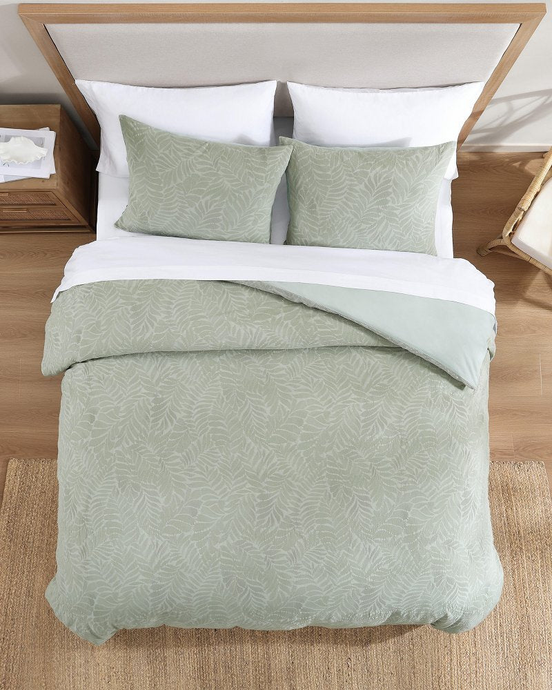 Island Estate Harbor Palm Reversible 3-Piece King Duvet Cover Set - Green