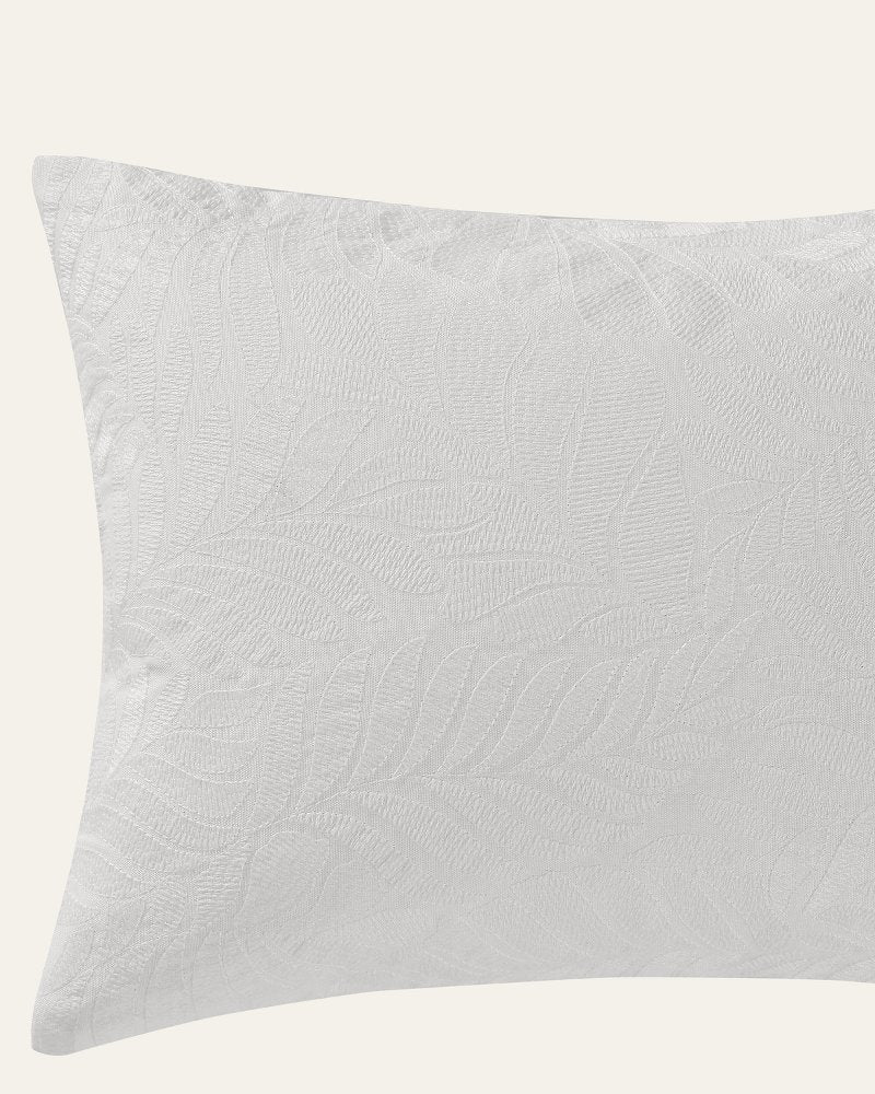 Island Estate Embroidered Leaf Decorative Pillow - White