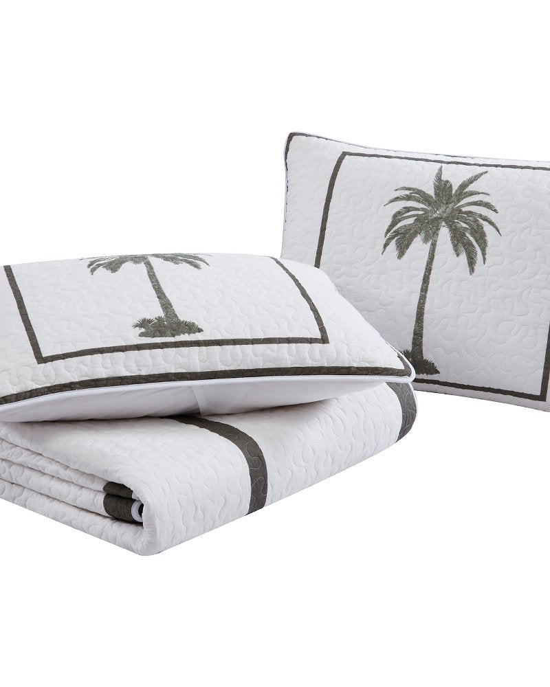 Palm Island Reversible Full/Queen Quilt - Grey