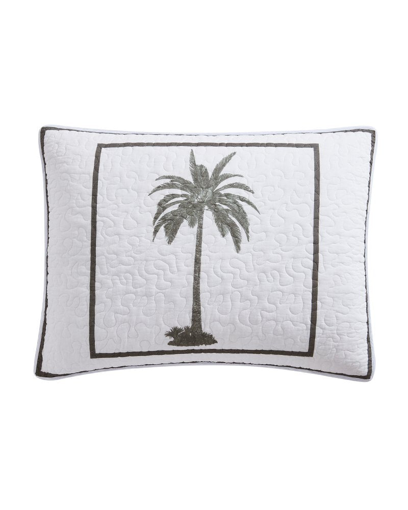 Palm Island Reversible King Quilt - Grey