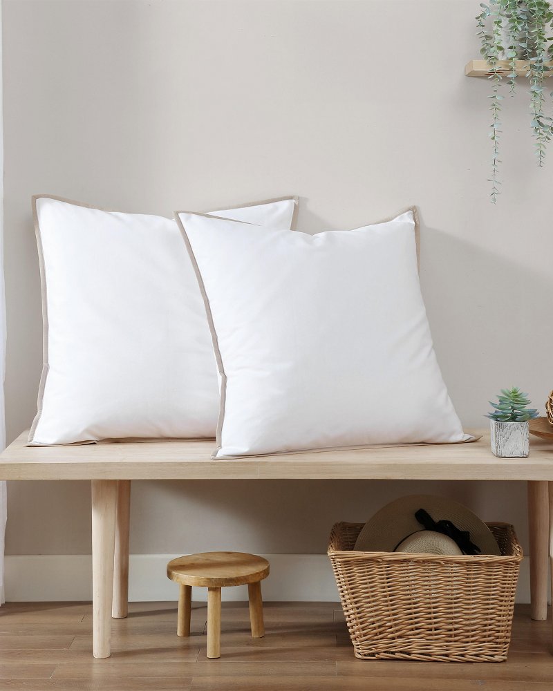 Bahama Basic Canvas White European Shams - Set of 2 - White