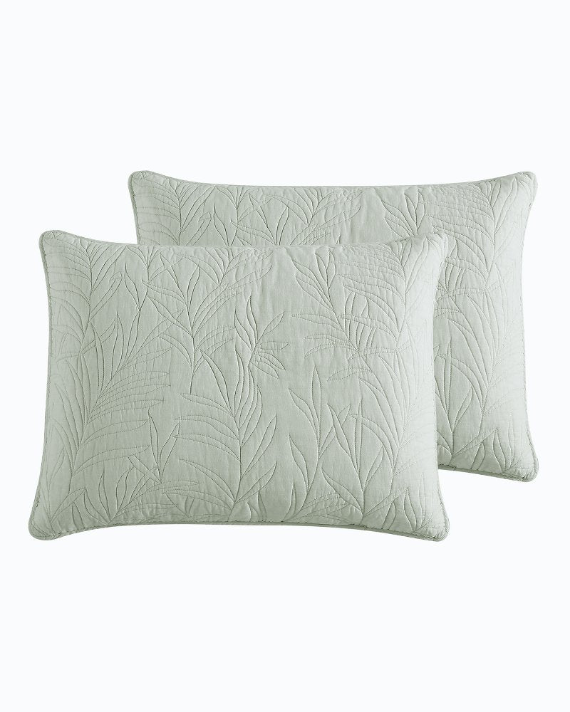 Solid Costa Sera 2-Piece Standard Quilted Sham Set - Green