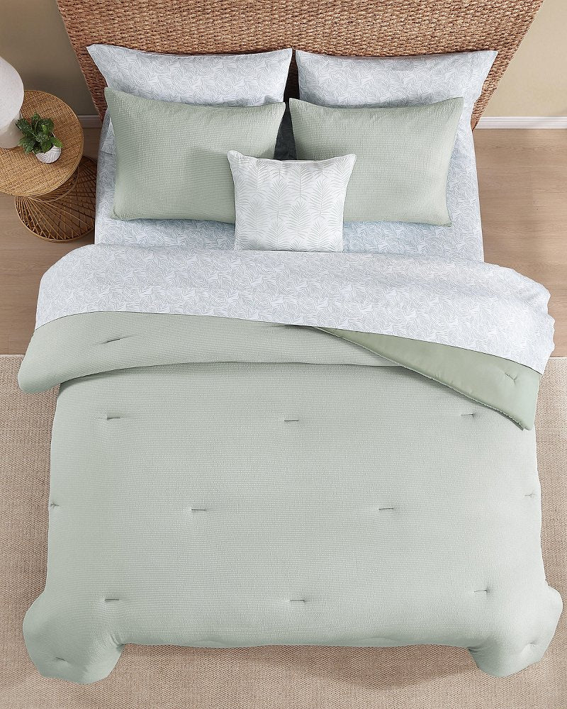 Seersucker Solid 8-Piece Queen Comforter Set - Spring Green