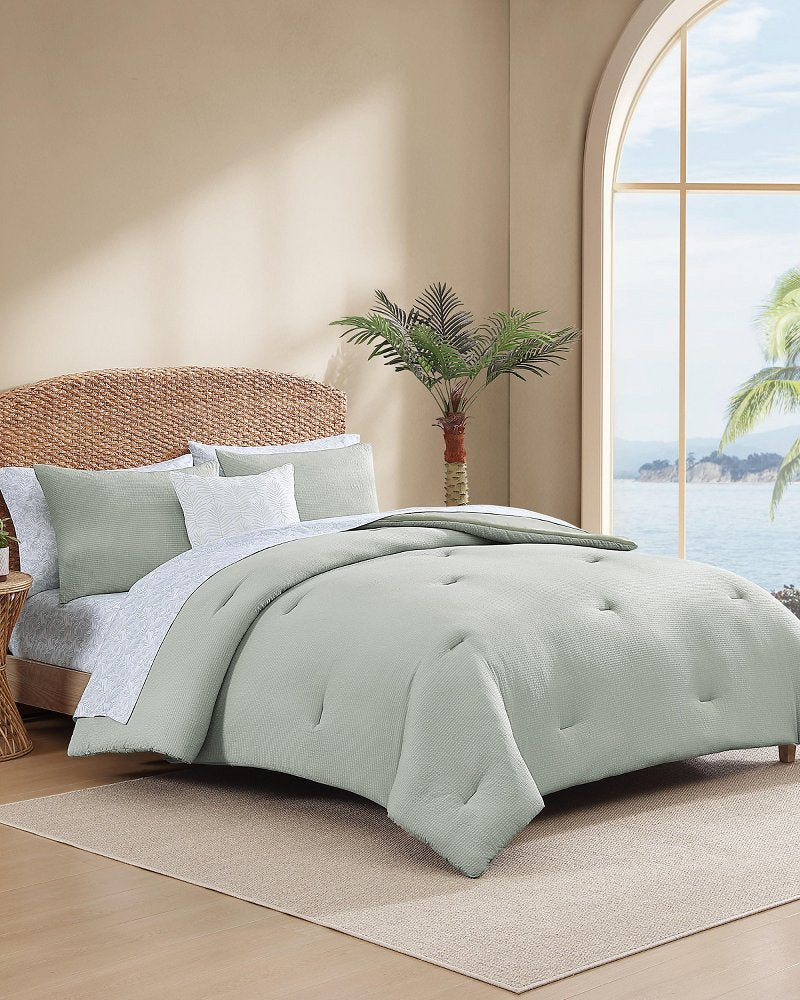Seersucker Solid 8-Piece Queen Comforter Set - Spring Green