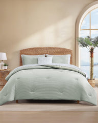 Seersucker Solid 8-Piece Queen Comforter Set - Spring Green