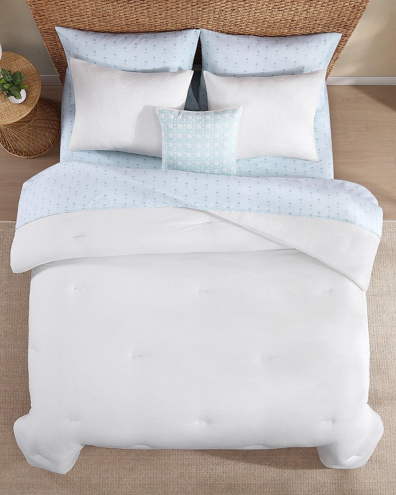 Seersucker Solid 8-Piece Queen Comforter Set - White