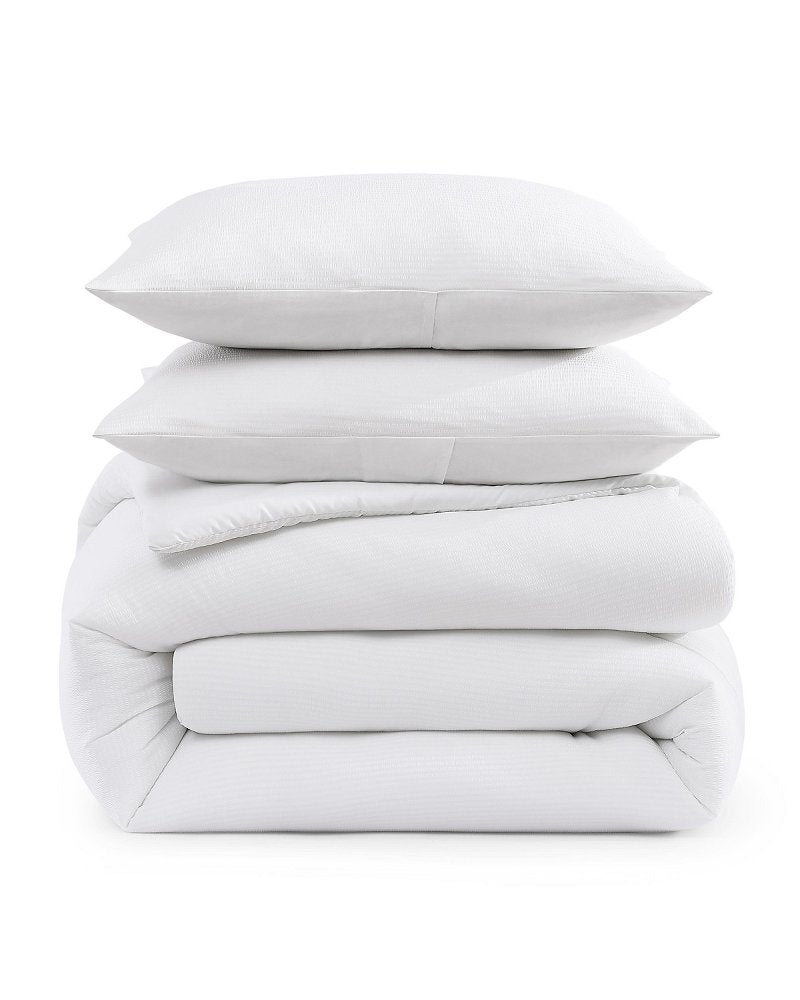 Seersucker Solid 8-Piece Queen Comforter Set - White