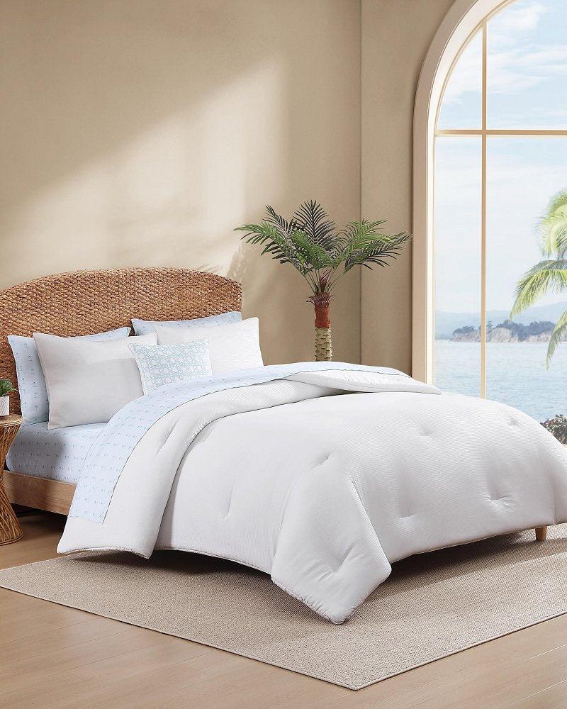 Seersucker Solid 8-Piece Queen Comforter Set - White