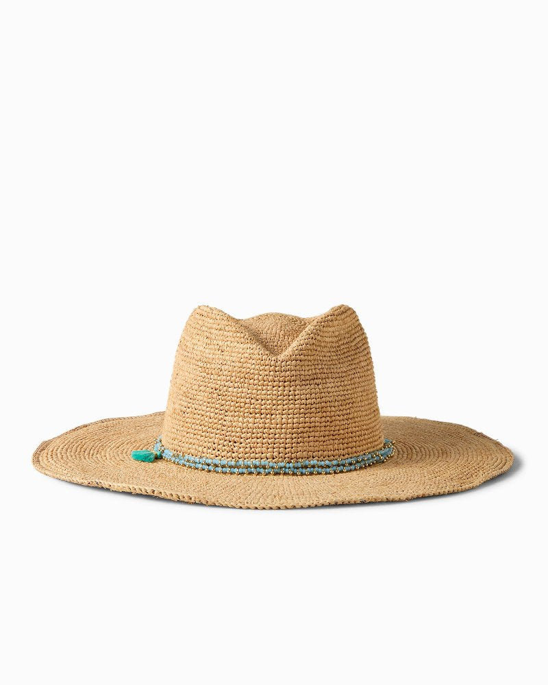 Sinclair Packable Raffia Hat - Natural/Sky Blue