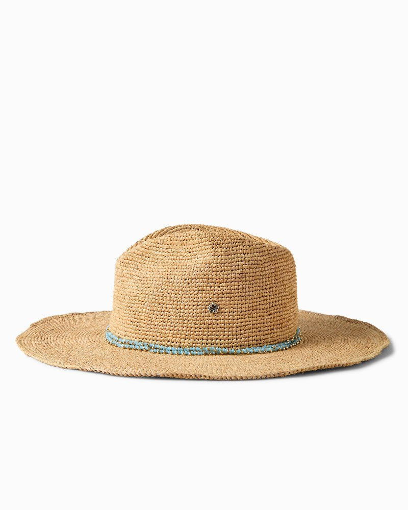 Sinclair Packable Raffia Hat - Natural/Sky Blue