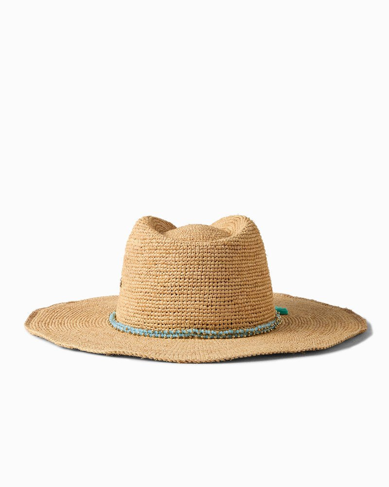 Sinclair Packable Raffia Hat - Natural/Sky Blue