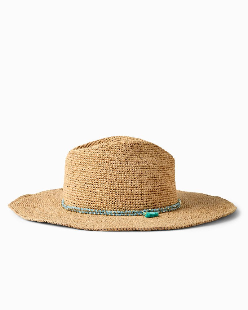 Sinclair Packable Raffia Hat - Natural/Sky Blue
