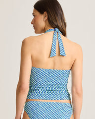 Palm Modern Mosaic Pool Ring Tankini Top - Beach Glass Blue