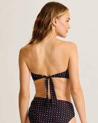 Sunset Blooms U-Wire Bandeau Bikini Top - Black
