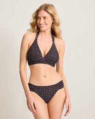 Sunset Blooms Reversible Halter Bikini Top - Black Rev