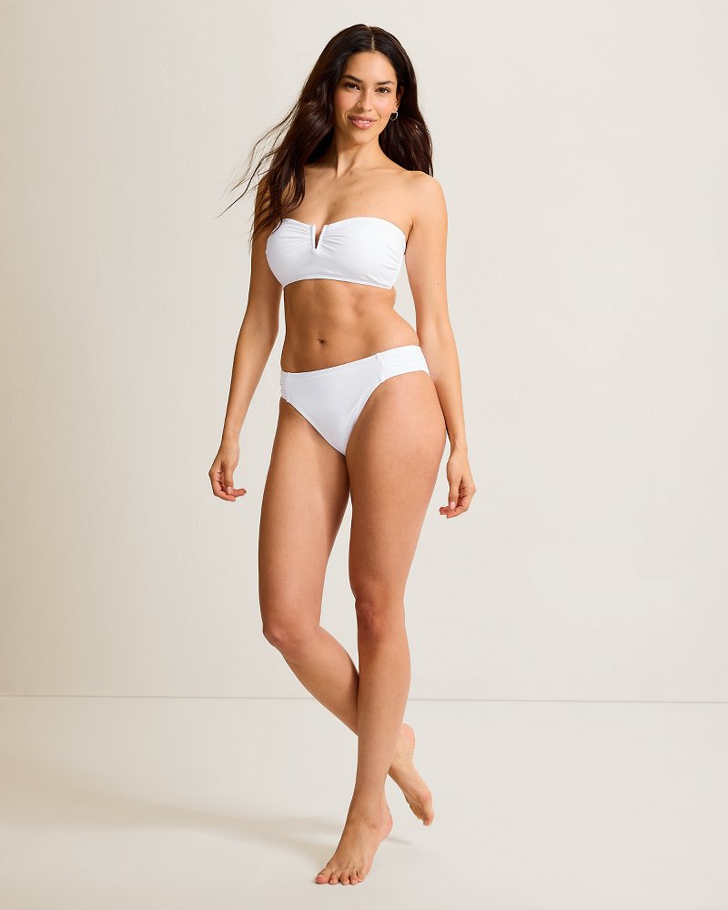 Pearl V-Front Bandeau Bikini Top - White