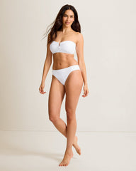 Pearl V-Front Bandeau Bikini Top - White