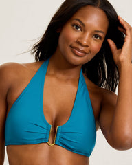 Pearl U-Front Halter Bikini Top - Topaz Teal
