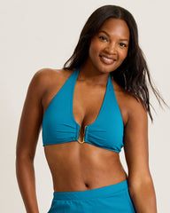 Pearl U-Front Halter Bikini Top - Topaz Teal